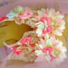 Pink Flower & Crown Leather Sandals